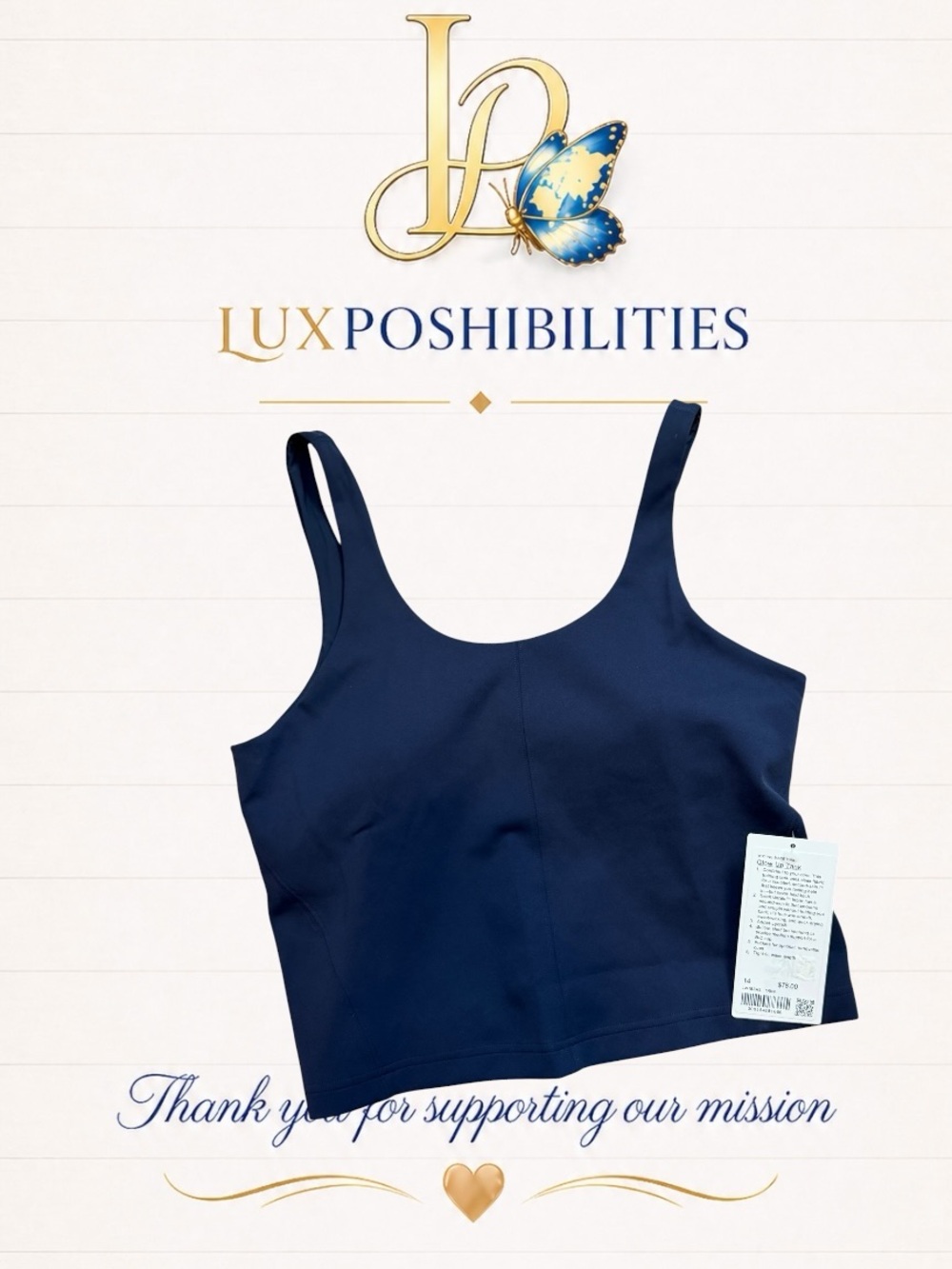 lululemon athletica Navy Scoop Crop Tank
